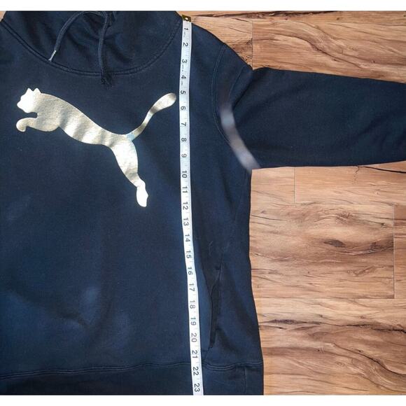 Black and Gold Women’s Puma Cowl Neck Hoodie with Kangaroo Pocket Size Large - Picture 6 of 6